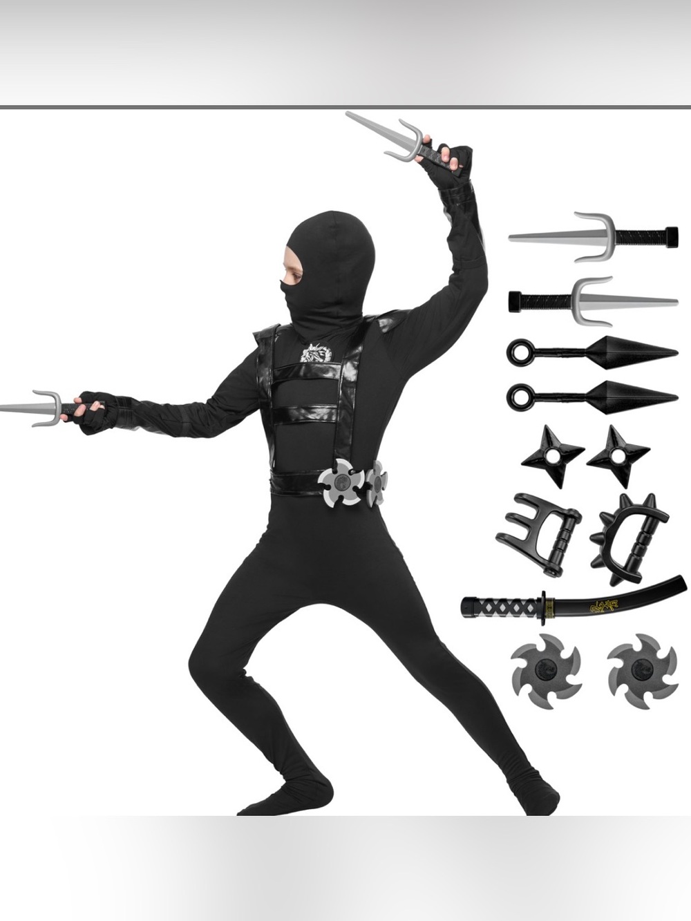 Spooktacular Creations Boys Black Ninja Halloween Costume Set Size M 8-10 Years